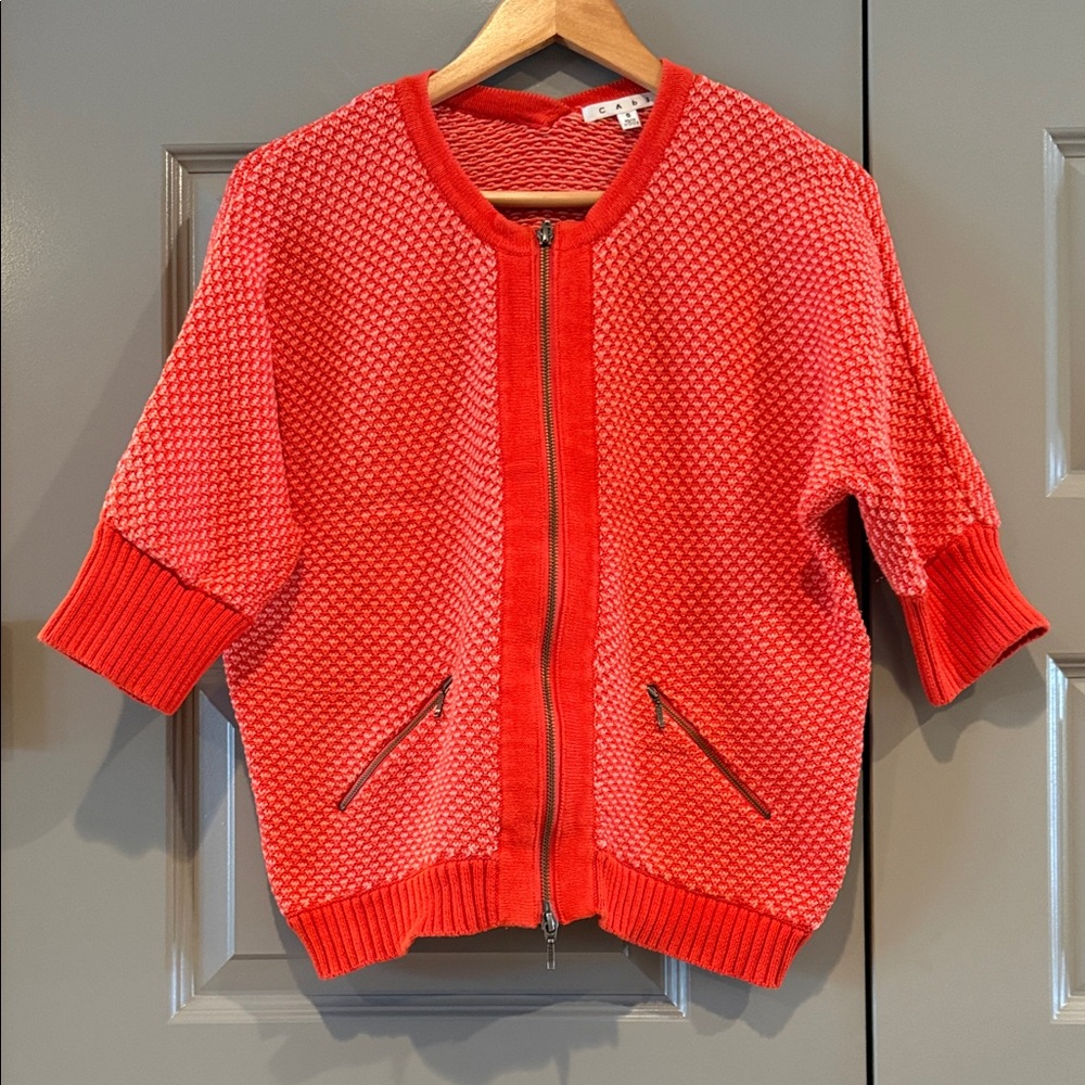 LAST CALL! CAbi Vibrant Red Orange Knit Sweater